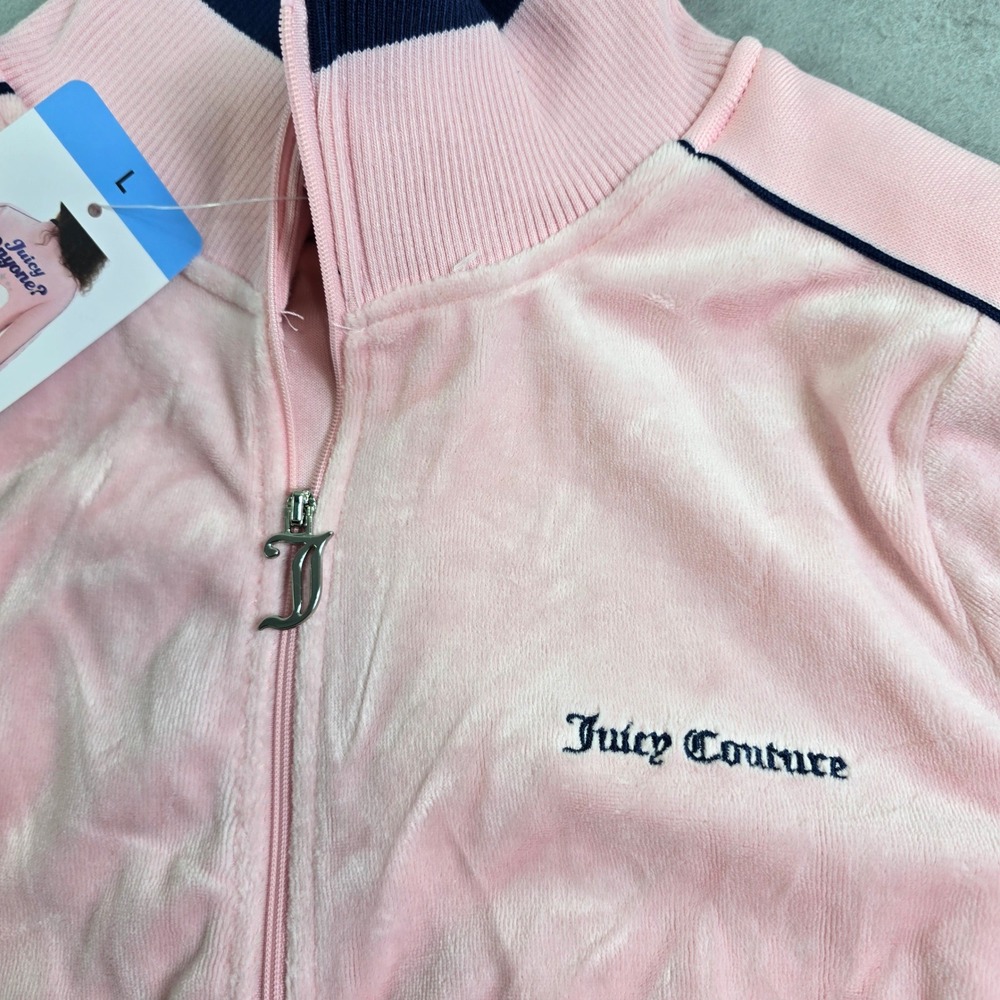 Juicy Couture Velour Track Jacket Womens Large Pink Pickleball Juicy Anyone New - Picture 4 of 9